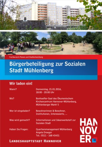 Soziale Stadt: Informationsveranstaltung des Quartiersmanagements in Mühlenberg
